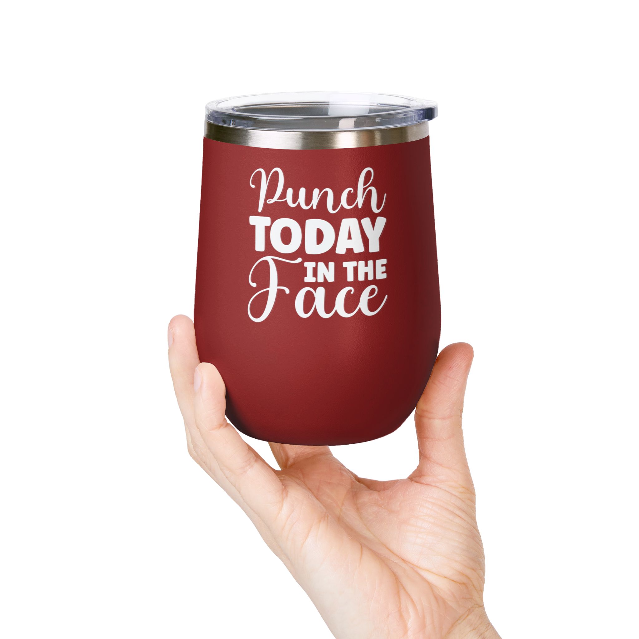 Punch Today in the Face - Wine Tumbler, 12oz - Image 3